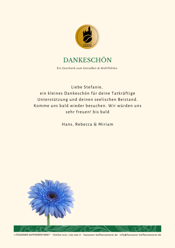 Vorschau persönliche Botschaft als Geschenkservice, Motiv Dankeschön