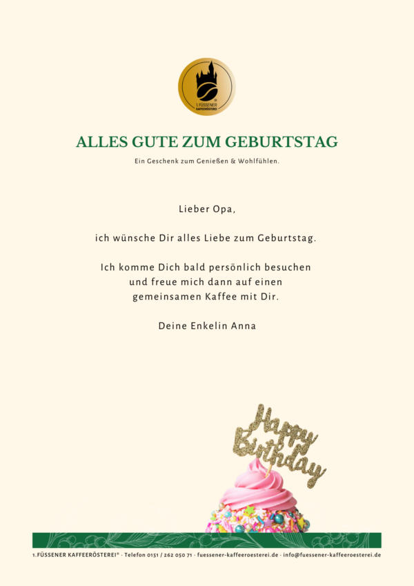 Vorschau persönliche Botschaft als Geschenkservice, Motiv Geburtstag